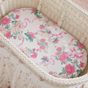 NEW Pottery Barn Kids Baby Girl Bassinet Sheet - LoveShackFancy Cabbage Rose